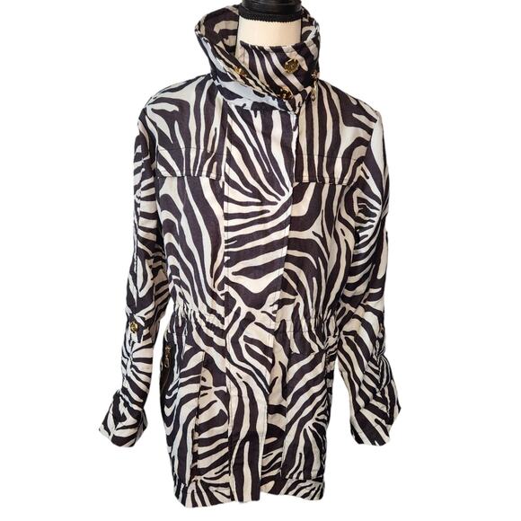 G.E.T. Zebra Print Performance Water Repellant Jacket Coat Women Extra Small - Picture 1 of 6